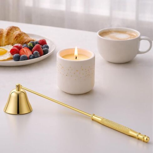 Vaincre Stainless Steel Candle Snuffer - Gold Candle Extinguisher with Long Handle, Decorative Snuffer Accessory for Putting Out Wick Flame Safely in Kuwait