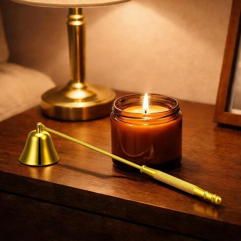 Vaincre Stainless Steel Candle Snuffer - Gold Candle Extinguisher with Long Handle, Decorative Snuffer Accessory for Putting Out Wick Flame Safely in Kuwait