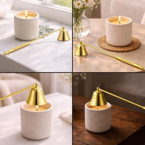 Vaincre Stainless Steel Candle Snuffer - Gold Candle Extinguisher with Long Handle, Decorative Snuffer Accessory for Putting Out Wick Flame Safely in Kuwait