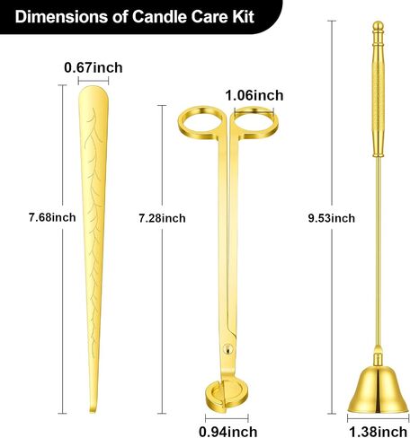 Ohtomber 3 in 1 Stainless Steel Candle Accessory Set, Wick Trimmer Cutter, Snuffer Extinguisher & Dipper, Wick Scissor Clipper Care Kit, Put Out Tool with Gift Package for Candle Lover, Gold in Saudi Arabia