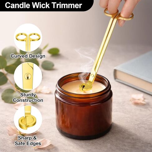 Ohtomber 3 in 1 Stainless Steel Candle Accessory Set, Wick Trimmer Cutter, Snuffer Extinguisher & Dipper, Wick Scissor Clipper Care Kit, Put Out Tool with Gift Package for Candle Lover, Gold in Saudi Arabia