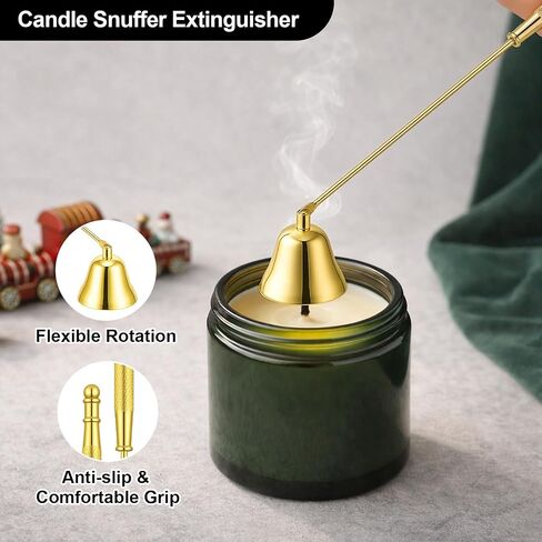 Ohtomber 3 in 1 Stainless Steel Candle Accessory Set, Wick Trimmer Cutter, Snuffer Extinguisher & Dipper, Wick Scissor Clipper Care Kit, Put Out Tool with Gift Package for Candle Lover, Gold in Saudi Arabia