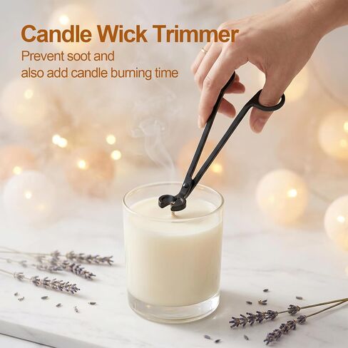 tifanso 4-in-1 Candle Care Kit with Wick Trimmer Cutter, Extinguisher Snuffer, Dipper and Storage Tray Plate, Stainless Steel Wick Scissors Accessories with Gift Package for Candle Lovers (Black) in Saudi Arabia