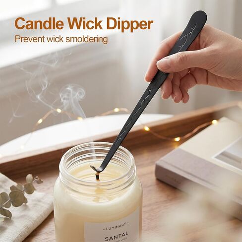 tifanso 4-in-1 Candle Care Kit with Wick Trimmer Cutter, Extinguisher Snuffer, Dipper and Storage Tray Plate, Stainless Steel Wick Scissors Accessories with Gift Package for Candle Lovers (Black) in Saudi Arabia