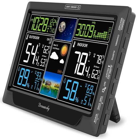 DreamSky Weather Station Indoor Outdoor Thermometer Wireless with Digital Atomic Clock for Home, Large Display with Dimmer, USB Port, Inside Outside Temperature Humidity Monitor (Plug-in) in Saudi Arabia