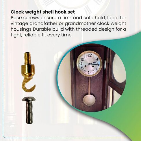 Clock Weight Shell Hook Set of 3 Brass Hook with Stainless Steel 5 mm Threaded Stud 3/4 Inch Length Compatible with Howard Miller Grandfather Clock Repair in Kuwait