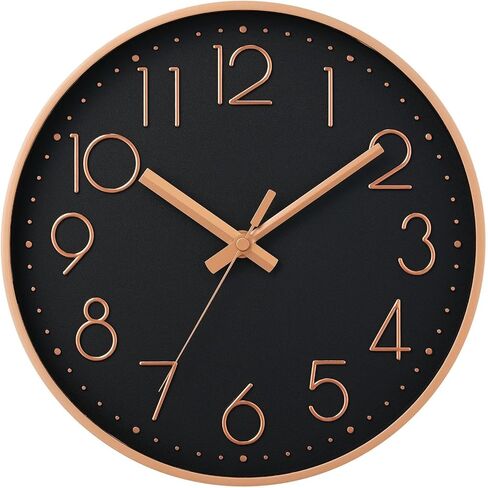 DAXSMY Wall Clock - 8 Inch Silent Non-Ticking Modern 3D Wall Clocks Battery Operated - Decorative Clock for Kitchen, Home Office, Bathroom, Bedroom(Rose Gold) in Saudi Arabia