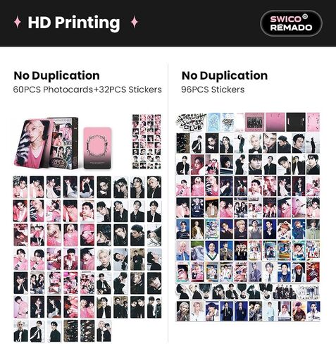 Stray Merch Gift Box Set, Including 60 Photocards, 96 Stickers, 3 Inches Photocards Binder, 4 Bracelets, Foldable Mirror, 2 Button Pins, Keychain, Phone Ring Holder, Fridge Magnet and 6 Pens for Stay in Saudi Arabia