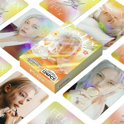 PYAJUU Stray Kids Photocards 124 PCS SKZ DO IT Album Photo Cards with 64 PCS Stickers KPOP Gift Lomo Merch for SKZ Boys and Girls Straykids Laser Greeting Cards 2026 (FELIX(YELLOW)) in Kuwait