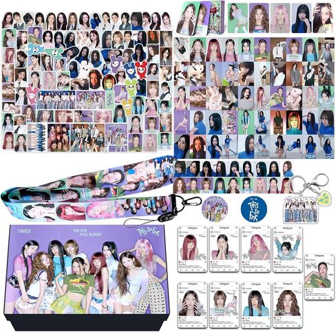 KPOPBTS TWICE THIS IS FOR Album Gift Box Merch 55 PCS Photocards Lanyard Tape Sticker, KPOP Gift Merch for Once Fans in Kuwait