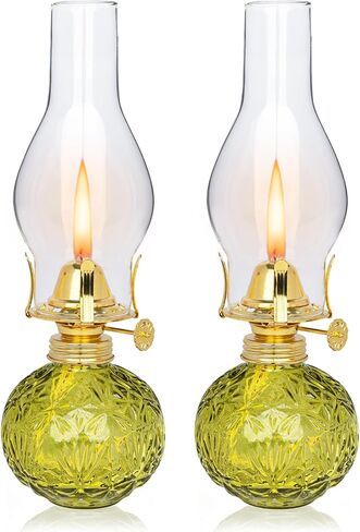 2 Pcs Chamber Oil Lamps for Indoor Use, Kerosene Oil Lamps, Vintage Oil Lamps Home Lighting Hurricane Lamp Clear Kerosene Lamp Lantern, Oil Lantern for Tabletop Decor (Gradient Blue) in Saudi Arabia