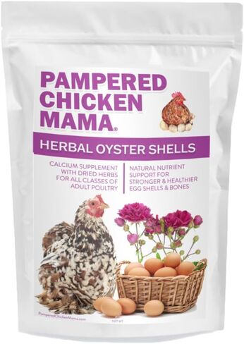 Pampered Chicken Mama Herbal Oyster Shells High Calcium Supplement for Pet Chickens, Ducks, and Other Poultry, Crushed Oyster Shells for Chickens with Herbs (3 POUNDS) in Saudi Arabia
