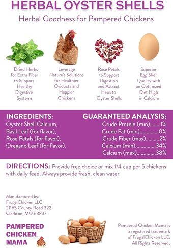 Pampered Chicken Mama Herbal Oyster Shells High Calcium Supplement for Pet Chickens, Ducks, and Other Poultry, Crushed Oyster Shells for Chickens with Herbs (3 POUNDS) in Saudi Arabia