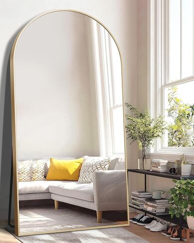 EOGOW 71" x 24" Arched Full Body Mirror,Standing or Leaning Tempered Glass Shatterproof Full Length Mirror with Stand for Bedroom Living Room Entryway,Gold in Saudi Arabia