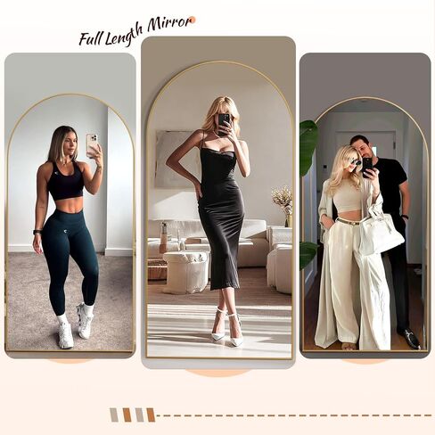 EOGOW 71" x 24" Arched Full Body Mirror,Standing or Leaning Tempered Glass Shatterproof Full Length Mirror with Stand for Bedroom Living Room Entryway,Gold in Saudi Arabia