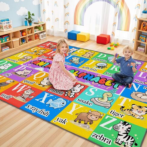 ABC Kids Playroom Rug 3x5 - Soft & Non-Slip Educational Play Mat, Preschool Classroom, Daycare Rug with ABCs, Colors, Shapes, Seasons, Washable Playmat for Toddler Nursery & Kids Room (36x60 Inch) in Saudi Arabia