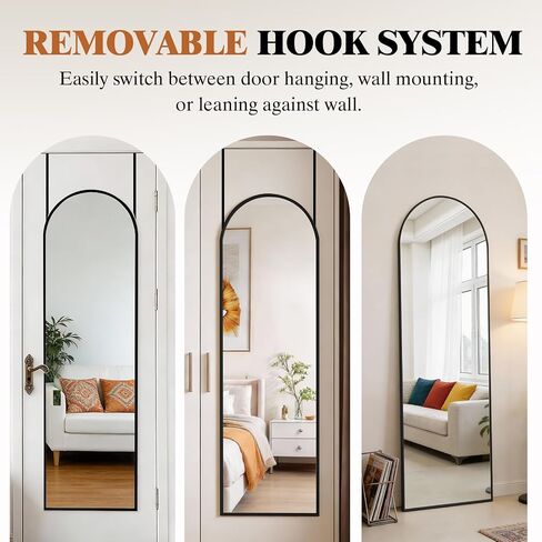 DUMOS 47"x14" Full Length Door Mirror, Full Body Mirror with Aluminum Alloy Thin Frame, Leaning or Hanging, Suitable for Bedroom, Livingroom, Cloakroom, Black in Kuwait