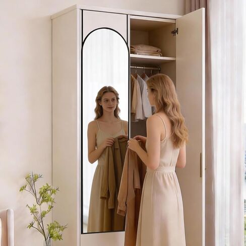 DUMOS 47"x14" Full Length Door Mirror, Full Body Mirror with Aluminum Alloy Thin Frame, Leaning or Hanging, Suitable for Bedroom, Livingroom, Cloakroom, Black in Kuwait