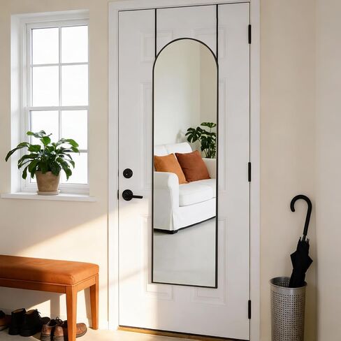 DUMOS 47"x14" Full Length Door Mirror, Full Body Mirror with Aluminum Alloy Thin Frame, Leaning or Hanging, Suitable for Bedroom, Livingroom, Cloakroom, Black in Kuwait