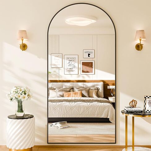 59"x16" Floor Mirror Full Length, Arched Full Length Mirror with Stand, Full Body Mirrors for Bedroom Living Room or Cloakroom Black in Kuwait