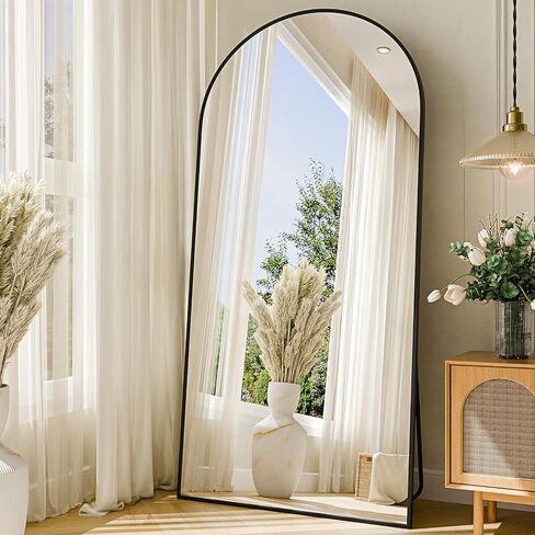 59"x16" Floor Mirror Full Length, Arched Full Length Mirror with Stand, Full Body Mirrors for Bedroom Living Room or Cloakroom Black in Kuwait