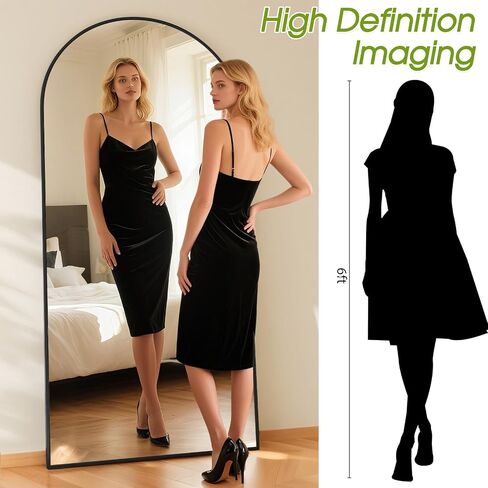 59"x16" Floor Mirror Full Length, Arched Full Length Mirror with Stand, Full Body Mirrors for Bedroom Living Room or Cloakroom Black in Kuwait