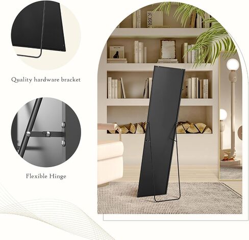 Mirror Full Length, Upgraded 16"x59" Body Wall Mirrors with Shatter-Proof Glass, Floor Standing, Hanging or Leaning, Tall Mirror with Stand Aluminum Alloy Frame for Bedroom, Black in Saudi Arabia