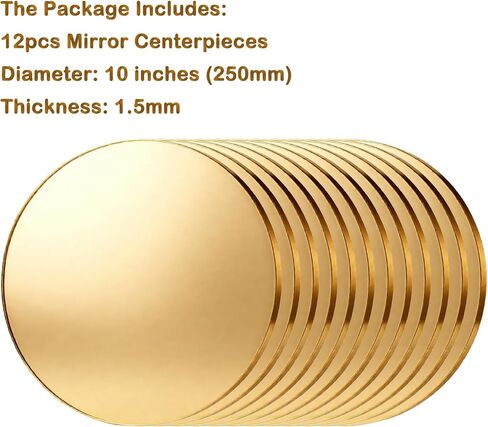12 Pcs 10 Inch Mirror Centerpieces for Tables Candle Plates Wall Wedding Table Baby Shower Party, Thickness 1.5 mm (Gold) in Saudi Arabia