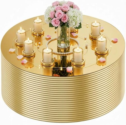 Set of 24 Round Mirrors for Centerpieces, 12 Inch Gold Acrylic Mirrors Candle Plate Circle Mirror Trays for Wedding Party Home Table Centerpieces Event Decor in Saudi Arabia