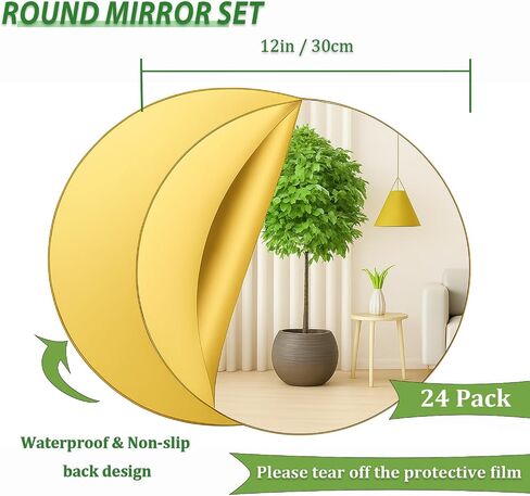 Set of 24 Round Mirrors for Centerpieces, 12 Inch Gold Acrylic Mirrors Candle Plate Circle Mirror Trays for Wedding Party Home Table Centerpieces Event Decor in Saudi Arabia