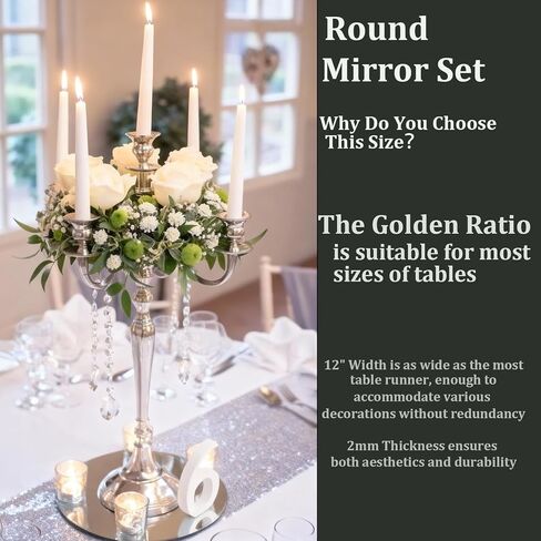 Set of 24 Round Mirrors for Centerpieces, 12 Inch Gold Acrylic Mirrors Candle Plate Circle Mirror Trays for Wedding Party Home Table Centerpieces Event Decor in Saudi Arabia