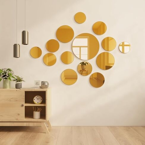 Set of 24 Round Mirrors for Centerpieces, 12 Inch Gold Acrylic Mirrors Candle Plate Circle Mirror Trays for Wedding Party Home Table Centerpieces Event Decor in Saudi Arabia