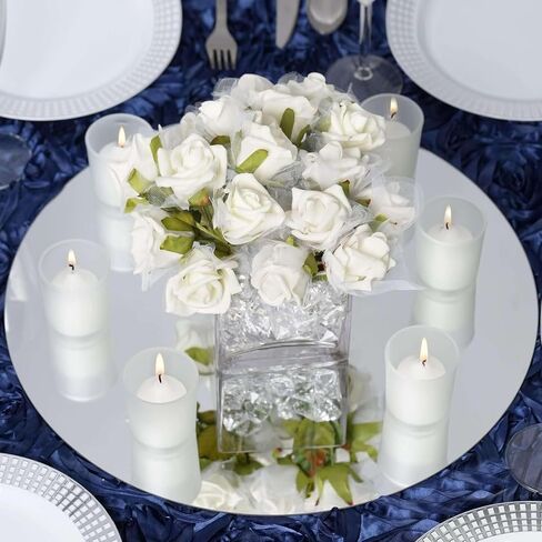 12 pcs 16-Inch Round Glass Mirrors for Centerpieces Table Decorations | 16" Circle Shape XL Clear Candle Plates for Wedding Birthday Party Wholesale Bulk Supplies in Saudi Arabia