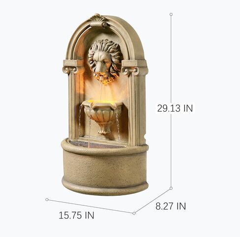 Tolevoit Majestic Lion Head Outdoor Water Fountain, 2-Tier Faux Bronze Floor Baroque Style with LED Lightswith LED Lights, Waterfall Fountains Fit Outside, Garden, Patio in Saudi Arabia
