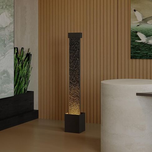 EIYAM 59.8" Indoor Waterfall Fountain, Natural Slate Stone Floor Standing Water Feature with LED Light, Modern Large Fountain for Home, Office, Entryway Decor in Saudi Arabia