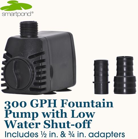 smartpond 300 GPH Fountain Pump with Low-Water Shut-off Feature, Auto Shut-Off to Prevent Pump Burnout, 5 ft. Pumping Height, Ideal for Medium Fountains, Great for Hydroponics in Saudi Arabia