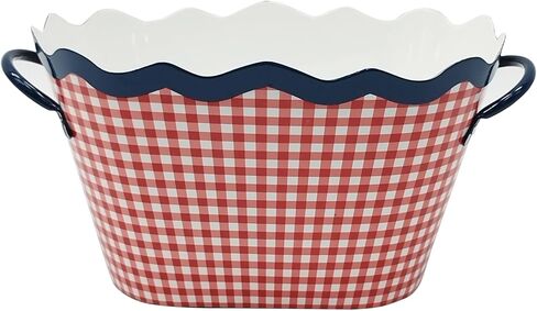 Celebrate It 15.25" Red Gingham Bucket, Red, White, & Blue Party Supplies and Decorations for Memorial Day, Independence Day in Saudi Arabia