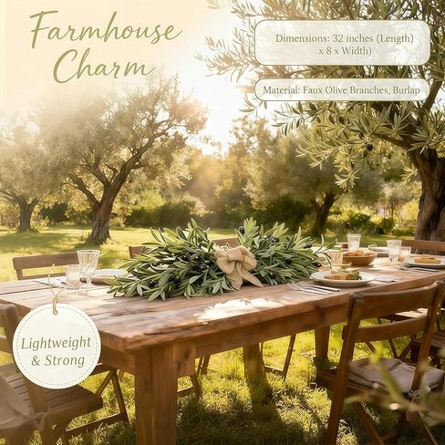 26" Farmhouse Olive Greenery Swag with Burlap Bow – Full Artificial Olive Leaf Swag for Front Door, Wall, Mantel & Table Décor, Realistic Year-Round Greenery Decoration (Green 1Pcs) in Saudi Arabia
