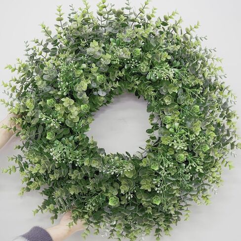 26'' Large Boxwood Wreath for Front Door Window Porch Artificial Boxwoods Greenery Leaves Outdoor Indoor Wreath for Home Door Farmhouse Wall Decor Spring Summer All Seasons Green in Saudi Arabia