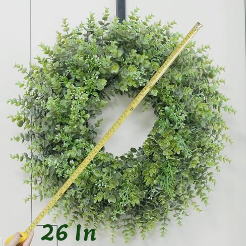 26'' Large Boxwood Wreath for Front Door Window Porch Artificial Boxwoods Greenery Leaves Outdoor Indoor Wreath for Home Door Farmhouse Wall Decor Spring Summer All Seasons Green in Saudi Arabia