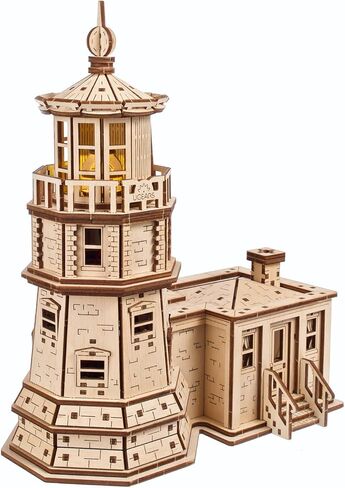 Ugears Lighthouse of Alexandria, 3D Puzzle, 12.2-inch Height, Brown in Kuwait