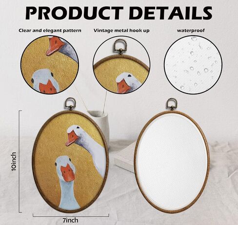 Vintage Goose Oval Wall Art, Farmhouse Cottage core Home Decor, Duck Nursery Wall Decor, Waterproof Whimsy Grandma Core Decors for Western Bedroom Living Room, Home Retro Hanging Products, 18 in Saudi Arabia
