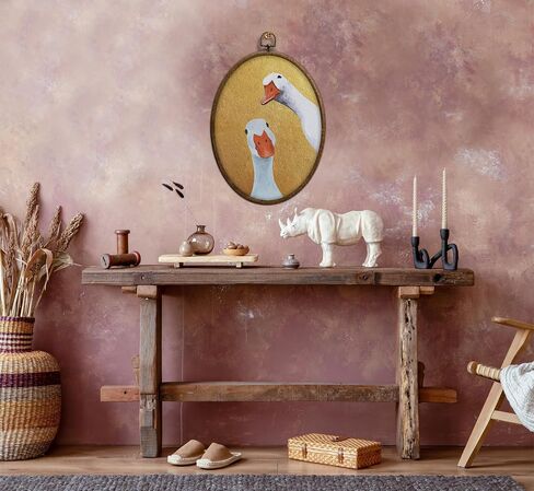 Vintage Goose Oval Wall Art, Farmhouse Cottage core Home Decor, Duck Nursery Wall Decor, Waterproof Whimsy Grandma Core Decors for Western Bedroom Living Room, Home Retro Hanging Products, 18 in Saudi Arabia