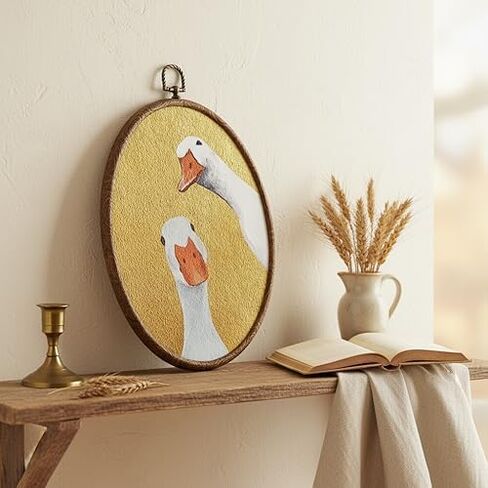 Vintage Goose Oval Wall Art, Farmhouse Cottage core Home Decor, Duck Nursery Wall Decor, Waterproof Whimsy Grandma Core Decors for Western Bedroom Living Room, Home Retro Hanging Products, 18 in Saudi Arabia