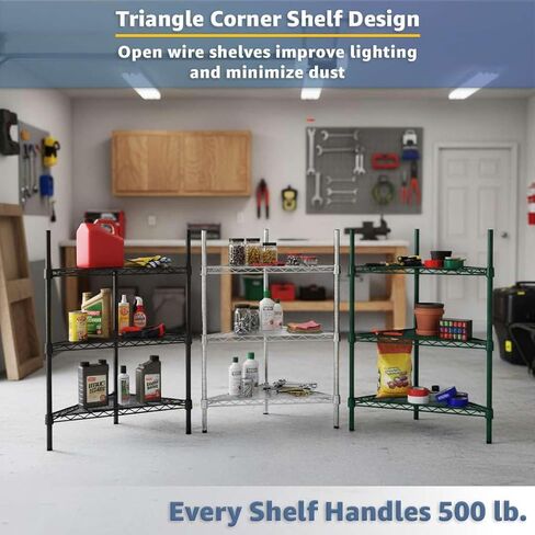 25" W x 18" D x 34" H NSF Chrome Triangle Heavy Duty Corner Shelving Kit, 3-Shelf Adjustable Wire Rack in Kuwait