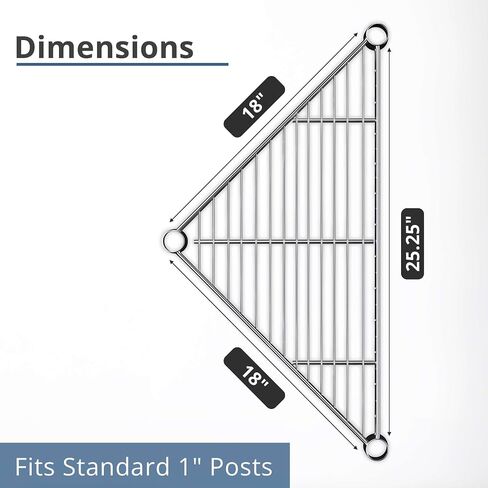 2 Pack 24" x 24" x 33.5" NSF Triangle Wire Corner Shelf Add-On, Replacement Shelf for Wire Shelving in Kuwait