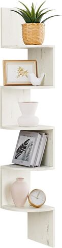 VASAGLE Corner Shelf Wall Mount, 5-Tier Floating Corner Bookshelf, Plant Shelf for Bedroom, Living Room, Bathroom, Home Office, Cloud White in Kuwait