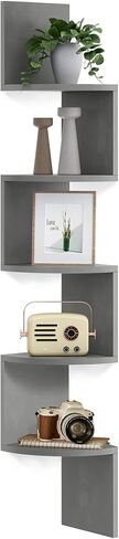 VASAGLE Corner Shelf Wall Mount, 5-Tier Floating Corner Bookshelf, Plant Shelf for Bedroom, Living Room, Bathroom, Home Office, Cloud White in Kuwait