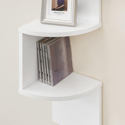 VASAGLE Corner Shelf Wall Mount, 5-Tier Floating Corner Bookshelf, Plant Shelf for Bedroom, Living Room, Bathroom, Home Office, Cloud White in Kuwait