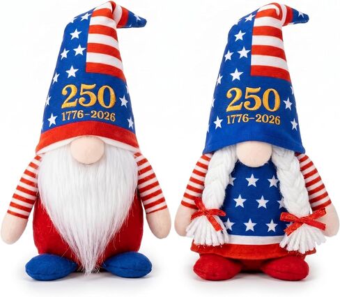 LEKSON 4th of July Decorations Patriotic Gnomes, 250 Anniversary USA Merchandise, Red White and Blue Independence Day Home Table Decor, 1776-2026 Indoor American Gnome Set of 2 in Saudi Arabia